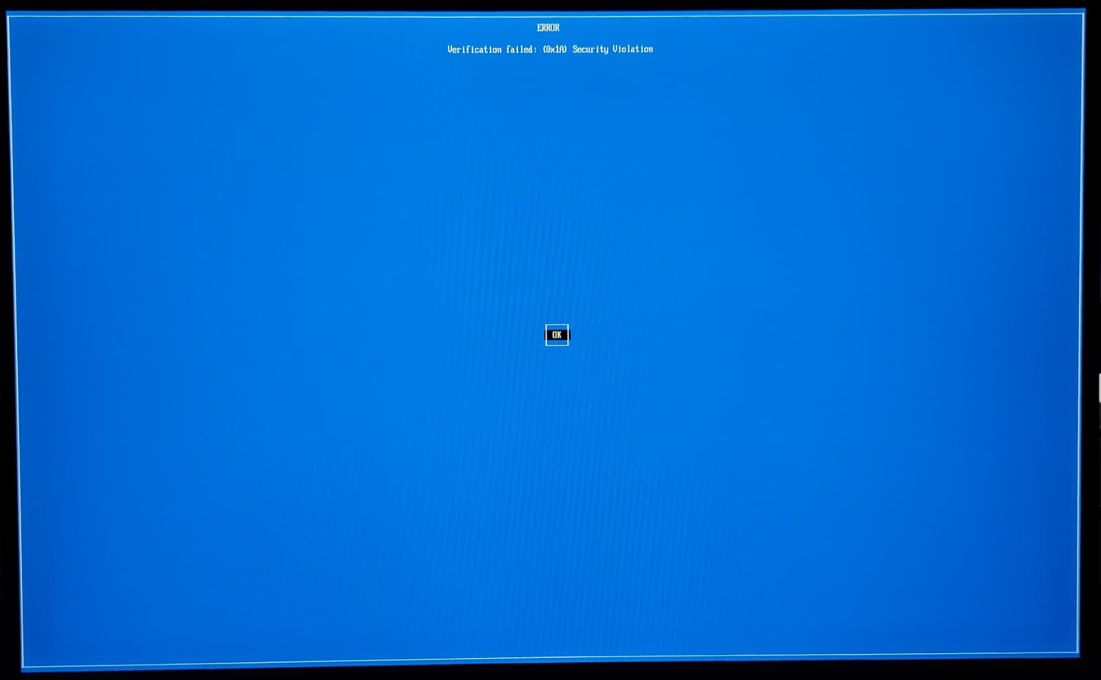 "Verification failed: (0x1A) Security Violation"