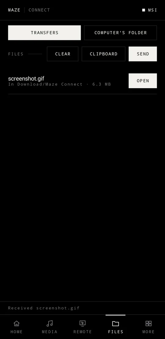 Maze Connect mobile — File transfers