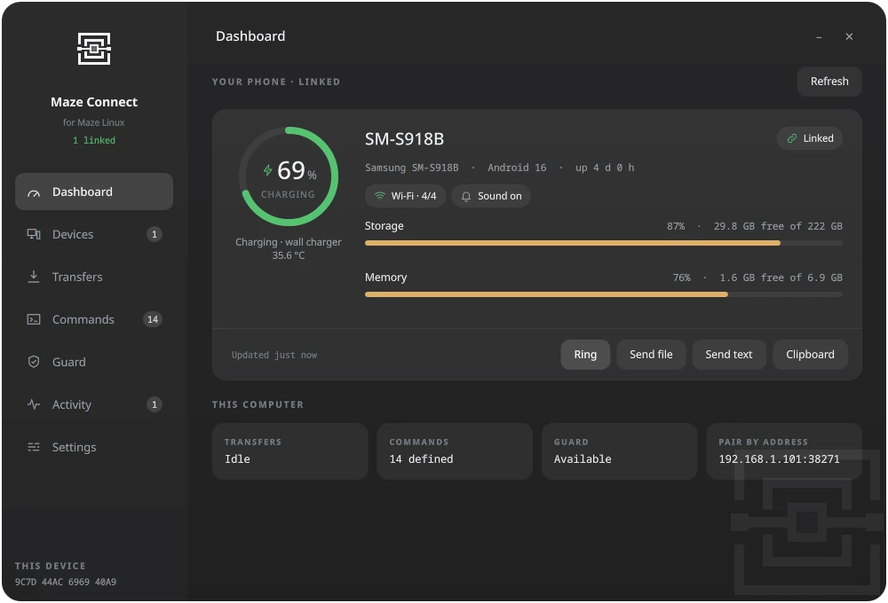 Maze Connect dashboard